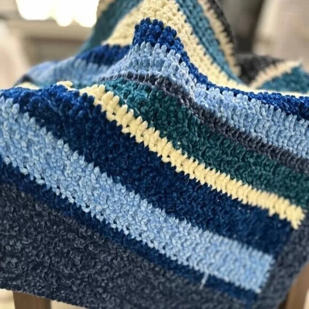 Handmade Crochet Blanket Soft Pleasant to the body in Pastel Colors Knitted